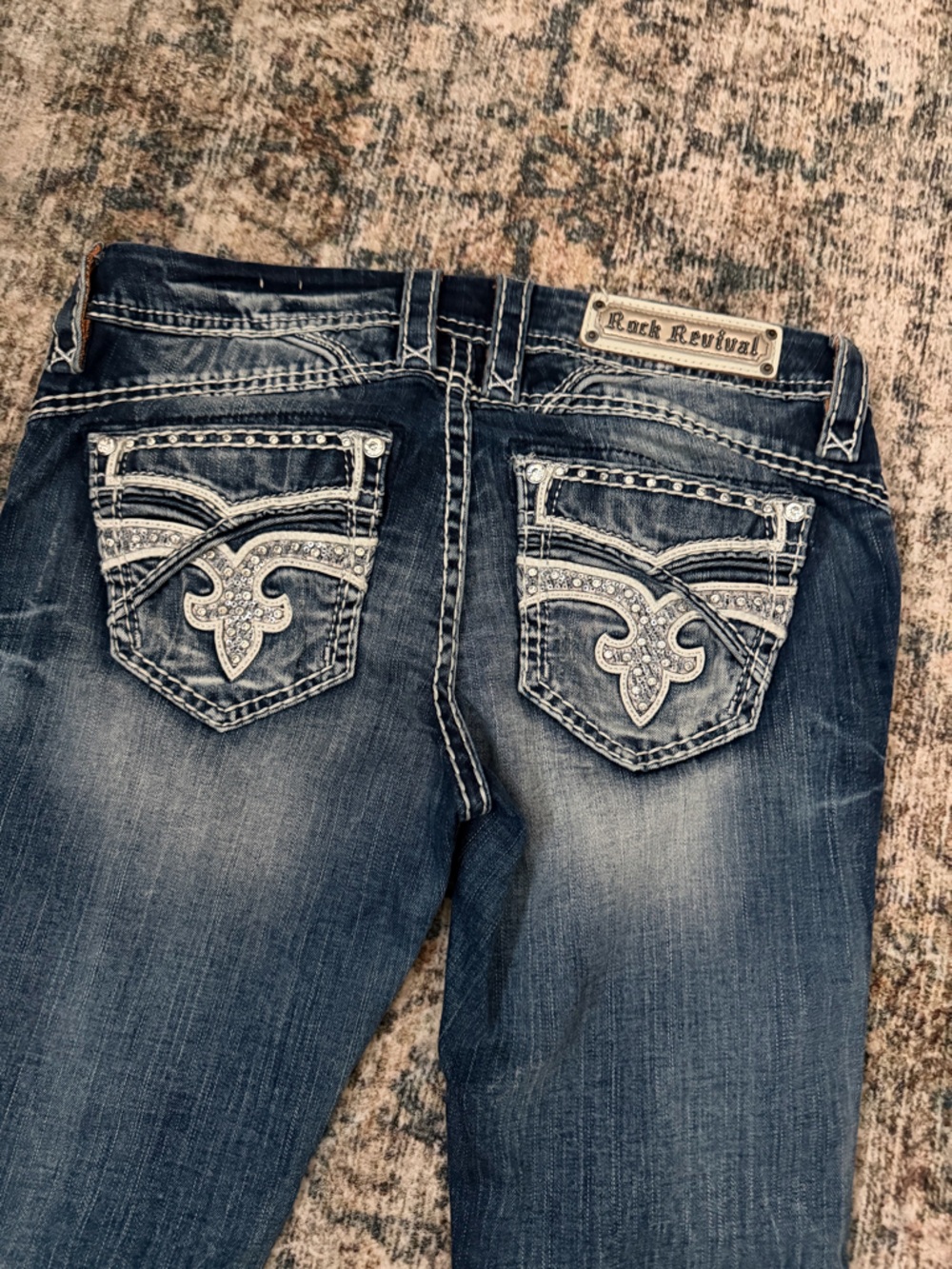 Rock Revival Women's Dark Blue Bootcut Jeans with Contrast Stitching - Picture 4 of 4